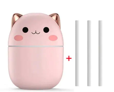 Cute Cat Air Humidifier – Ultra-Silent USB Aromatherapy & LED Cool Mist for Home, Office, Bedroom, and Car