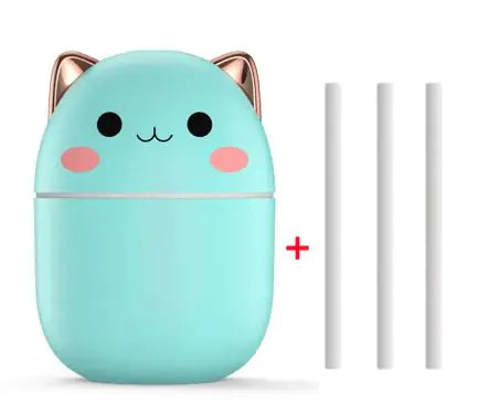 Cute Cat Air Humidifier – Ultra-Silent USB Aromatherapy & LED Cool Mist for Home, Office, Bedroom, and Car