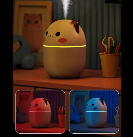 Cute Cat Air Humidifier – Ultra-Silent USB Aromatherapy & LED Cool Mist for Home, Office, Bedroom, and Car